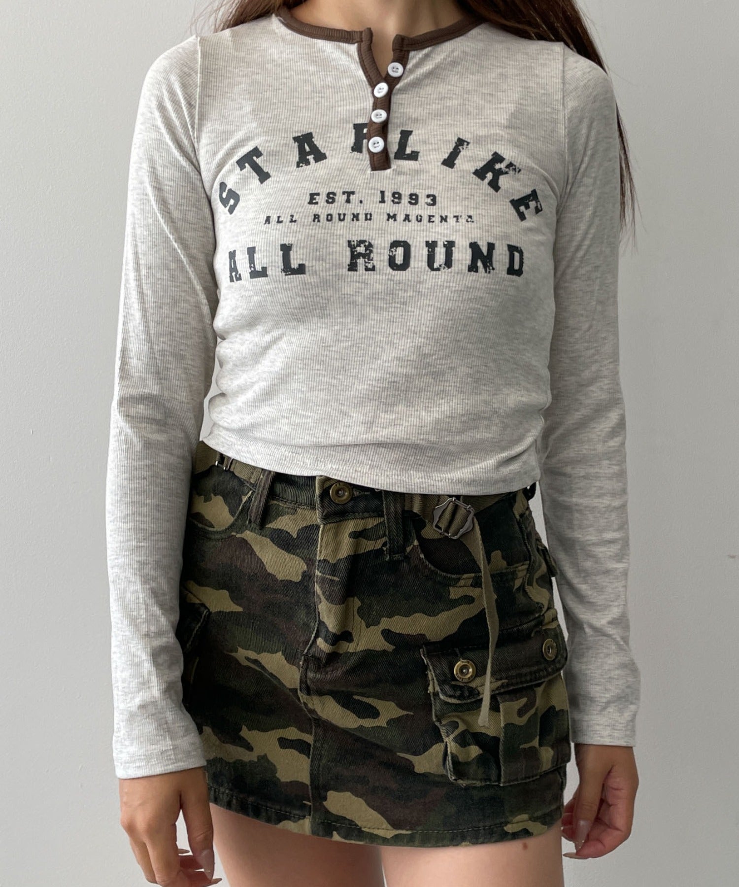 ヘンリーVネックボタンリブロンT【一部店舗限定】｜WEGO（ウィゴー