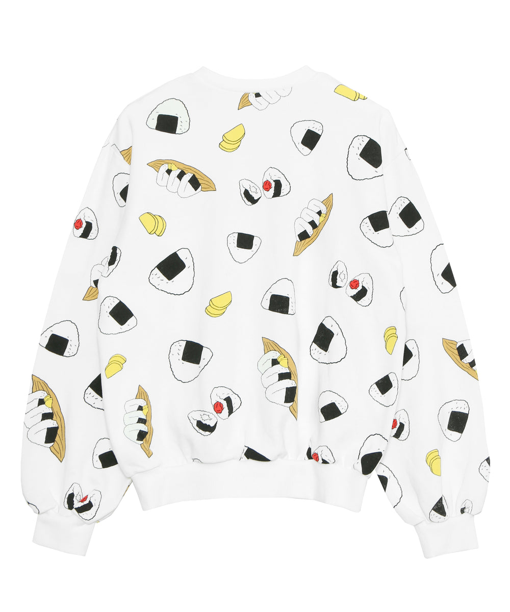 フード総柄スウェット(NATTO_YAKINIKU_ONIGIRI）