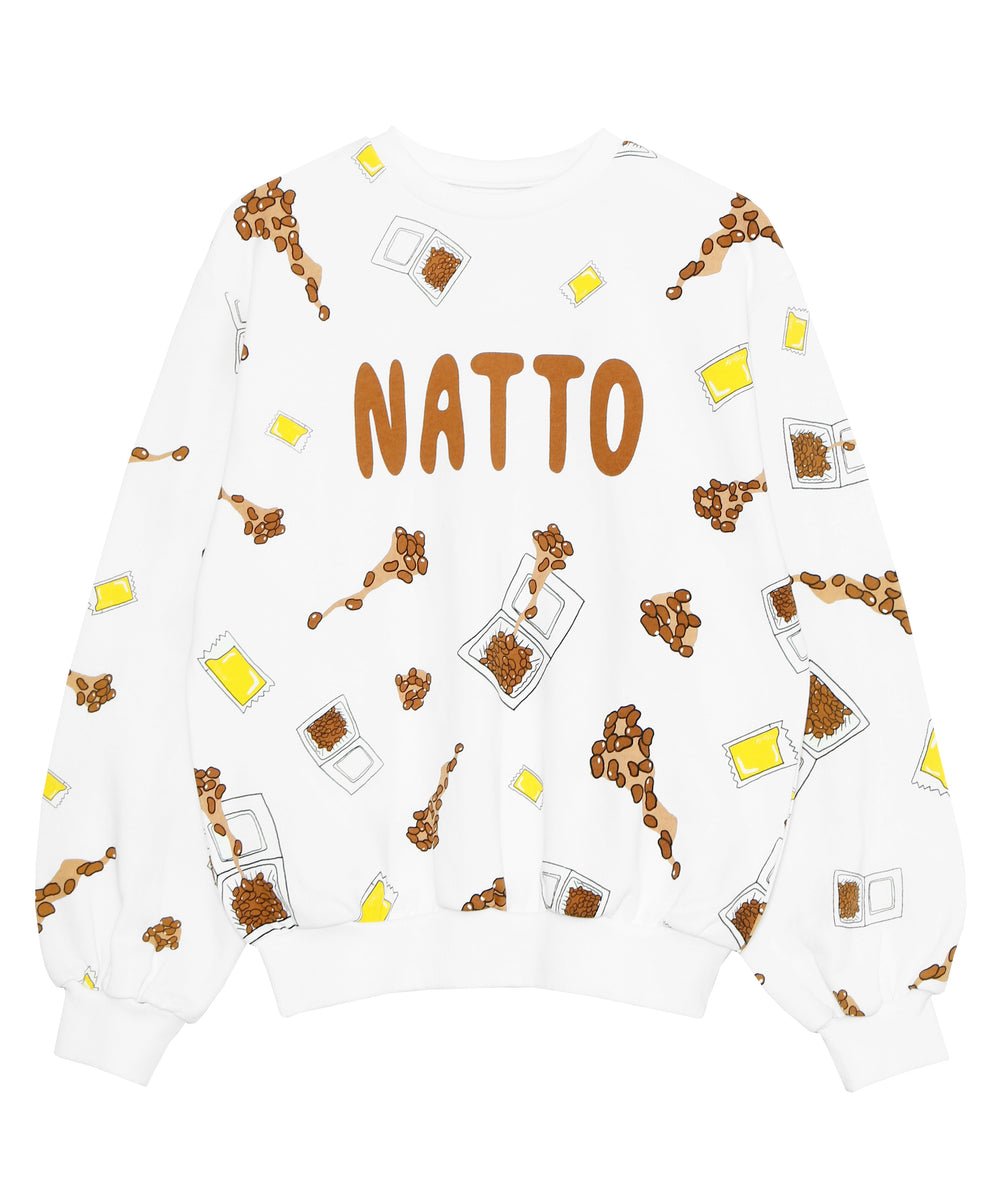フード総柄スウェット(NATTO_YAKINIKU_ONIGIRI）