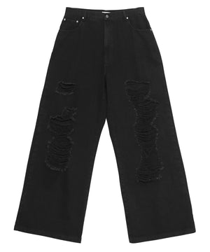 ダメージデニムワイドパンツ
