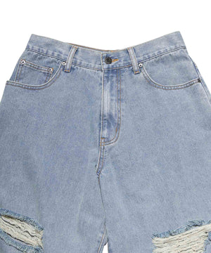 ダメージデニムワイドパンツ