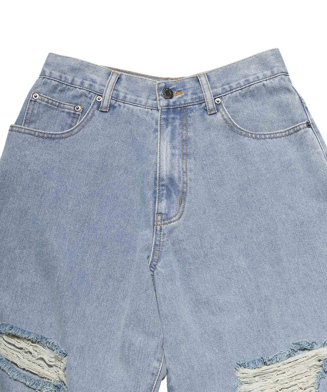 ダメージデニムワイドパンツ