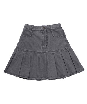 プリーツヘムデニムミニスカート