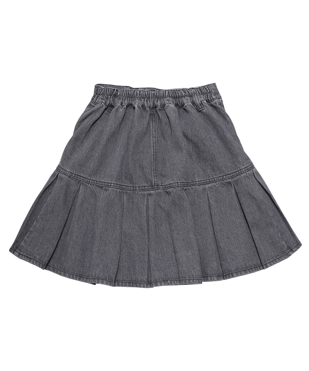 プリーツヘムデニムミニスカート
