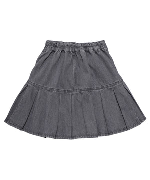 プリーツヘムデニムミニスカート