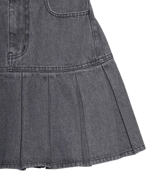 プリーツヘムデニムミニスカート