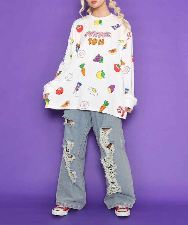 ダメージデニムワイドパンツ