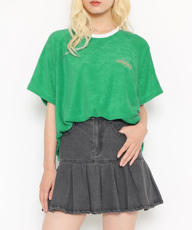 プリーツヘムデニムミニスカート