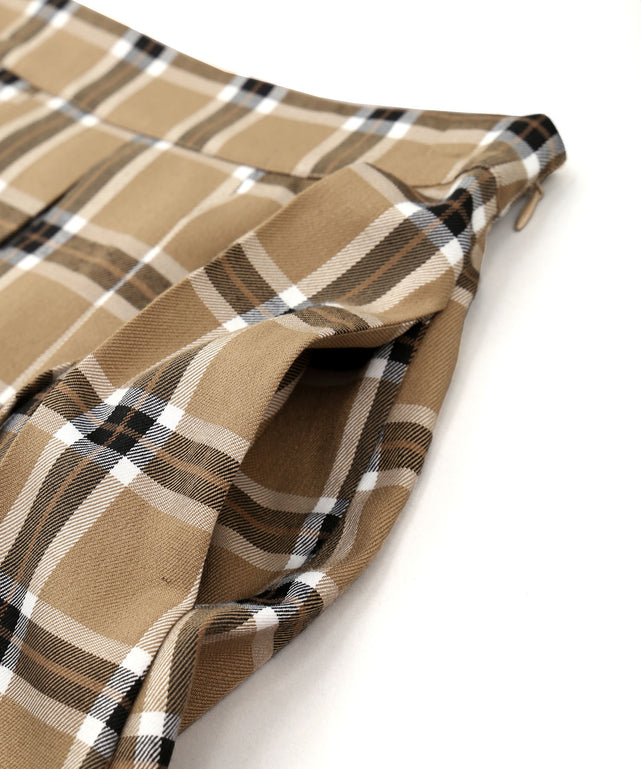 ボックスプリーツチェックミニスカート