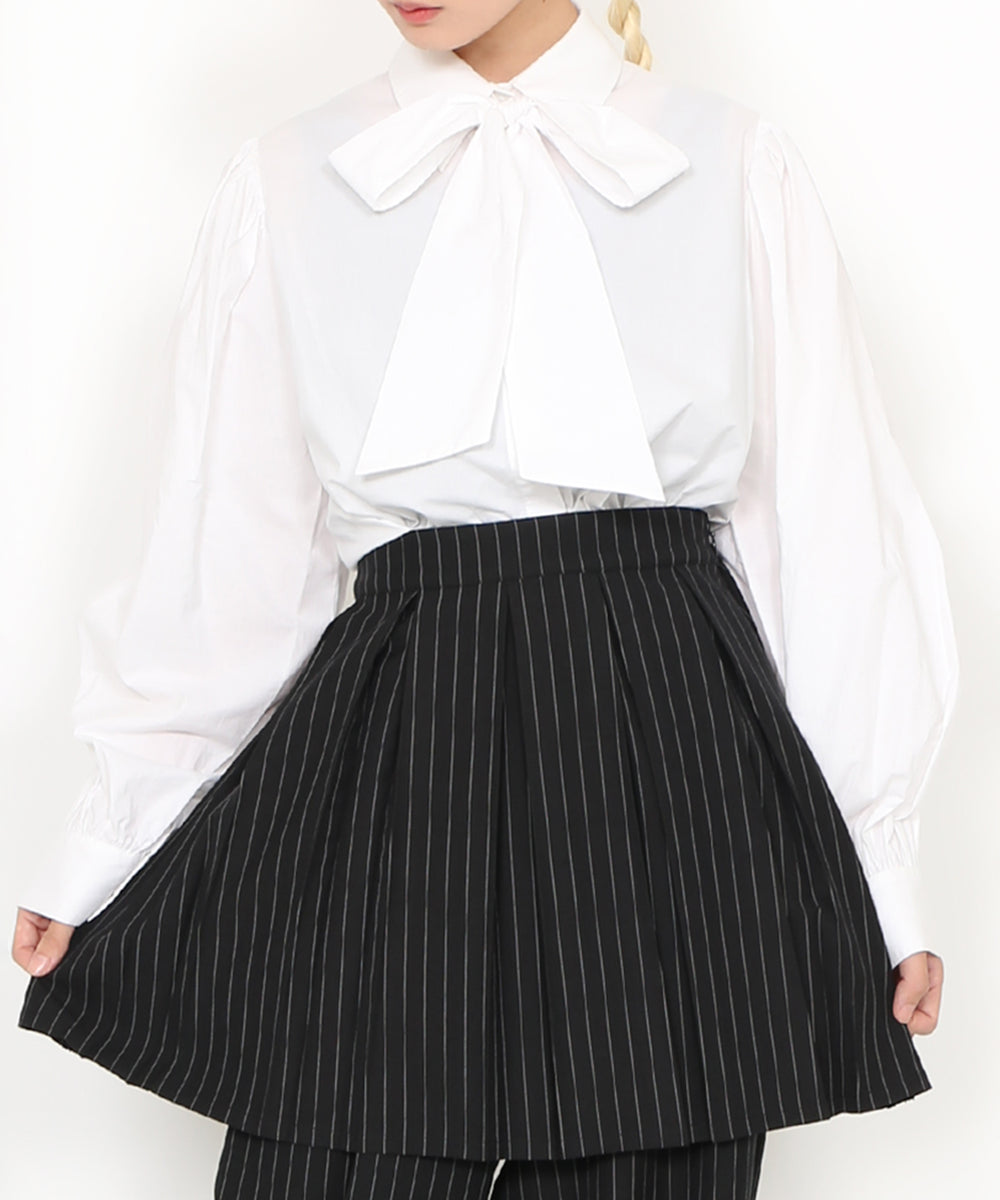 ピンストライプボックスプリーツミニスカート