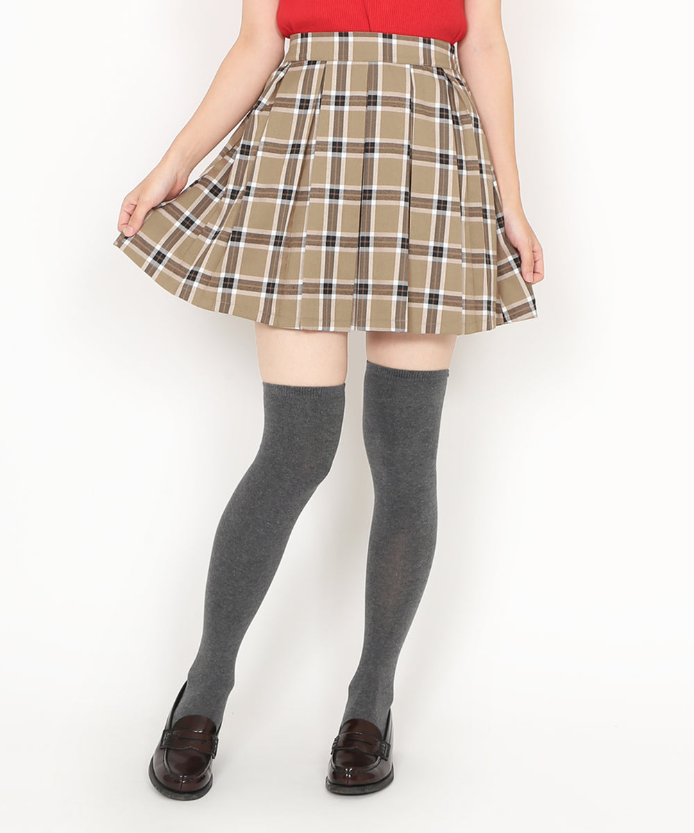 ボックスプリーツチェックミニスカート