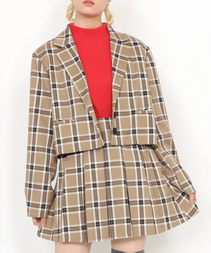 ボックスプリーツチェックミニスカート