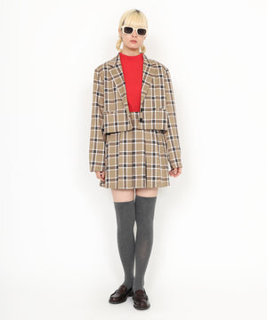 ボックスプリーツチェックミニスカート