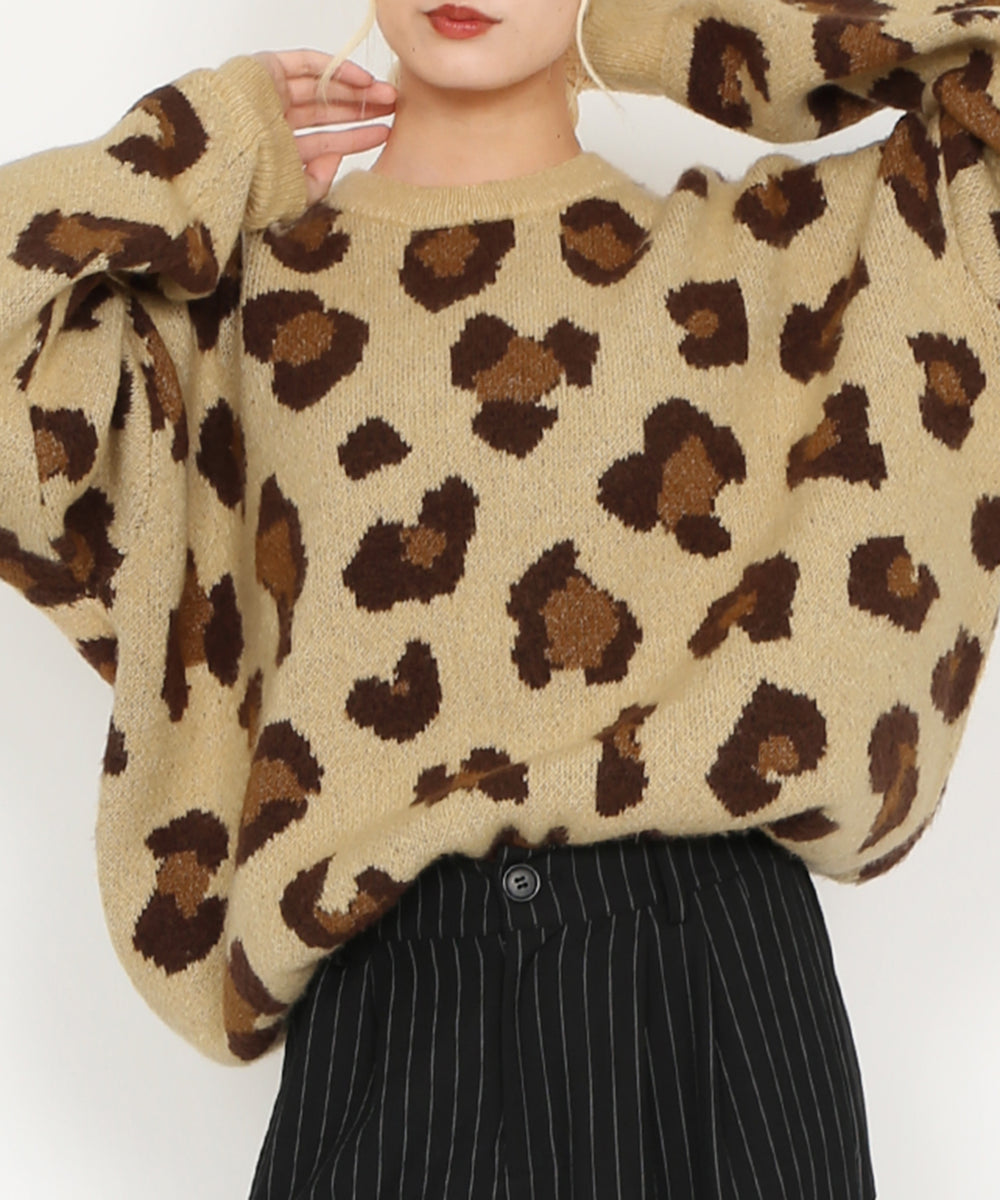 もちもちレオパードニット