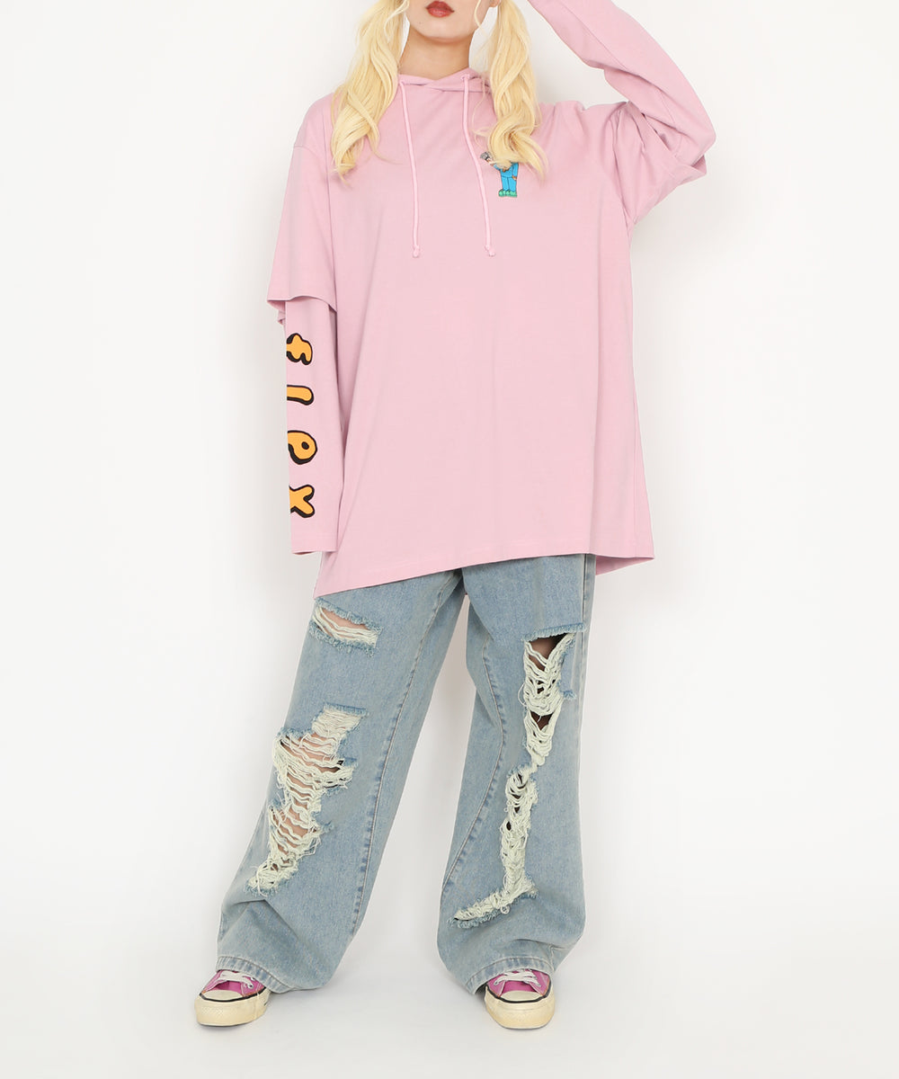 ダメージデニムワイドパンツ