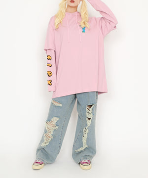 ダメージデニムワイドパンツ