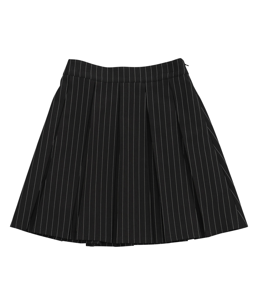 ピンストライプボックスプリーツミニスカート