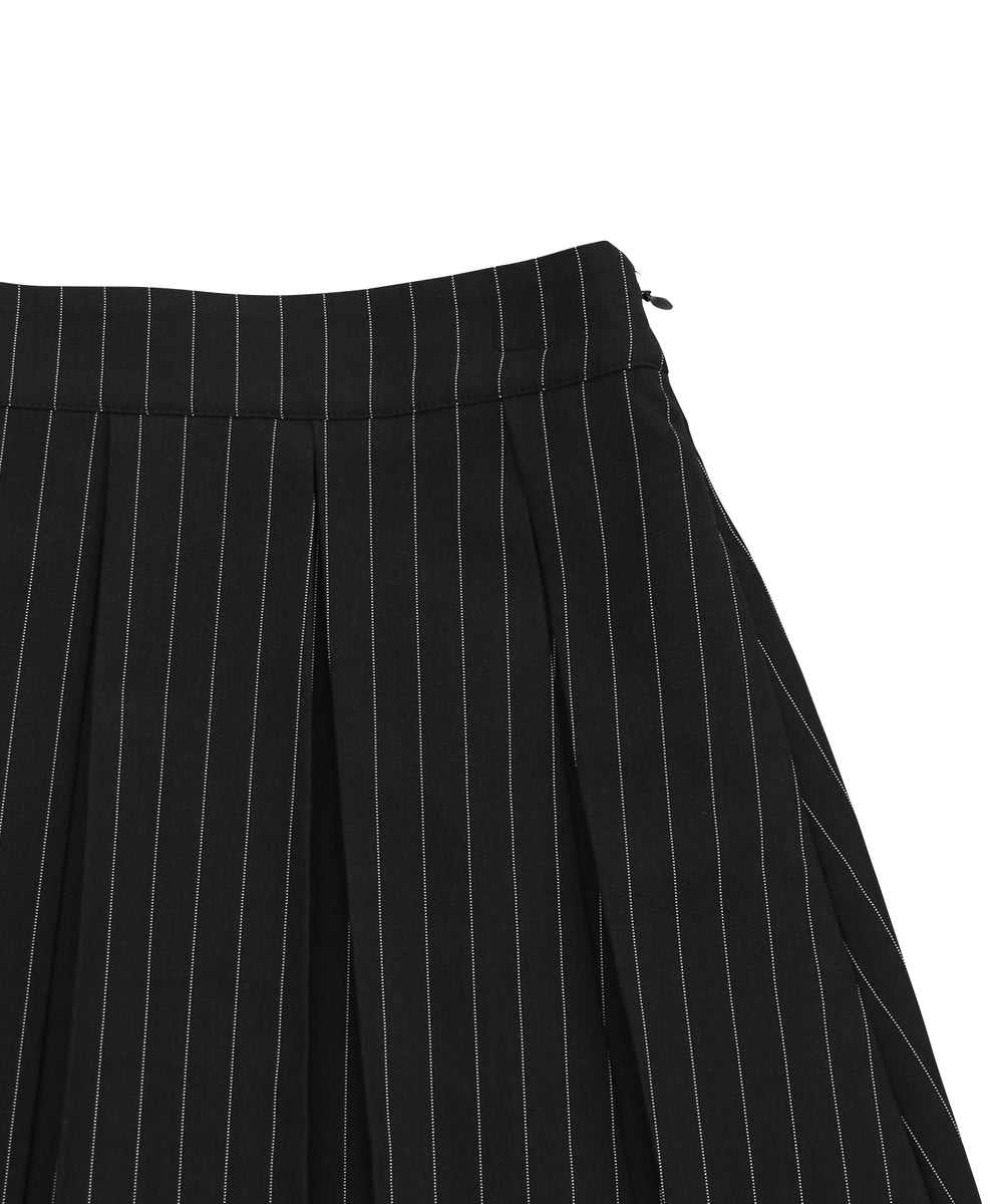 ピンストライプボックスプリーツミニスカート