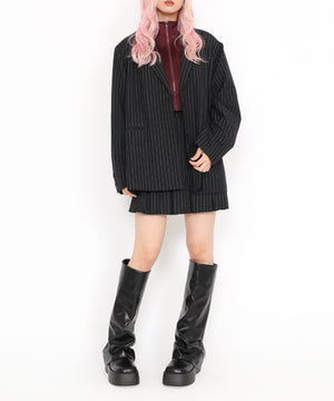 ピンストライプボックスプリーツミニスカート