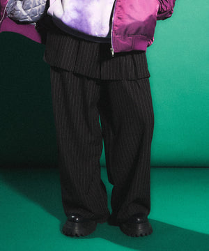 ピンストライプボックスプリーツミニスカート