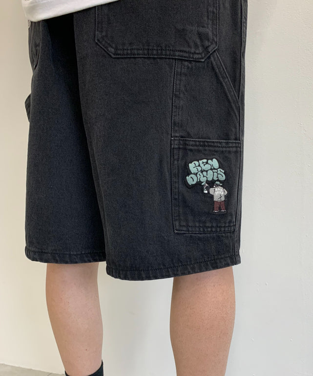 BENDAVIS ロゴ刺繍ワイドショーツ/ブラック　モデル:175cm L着用
