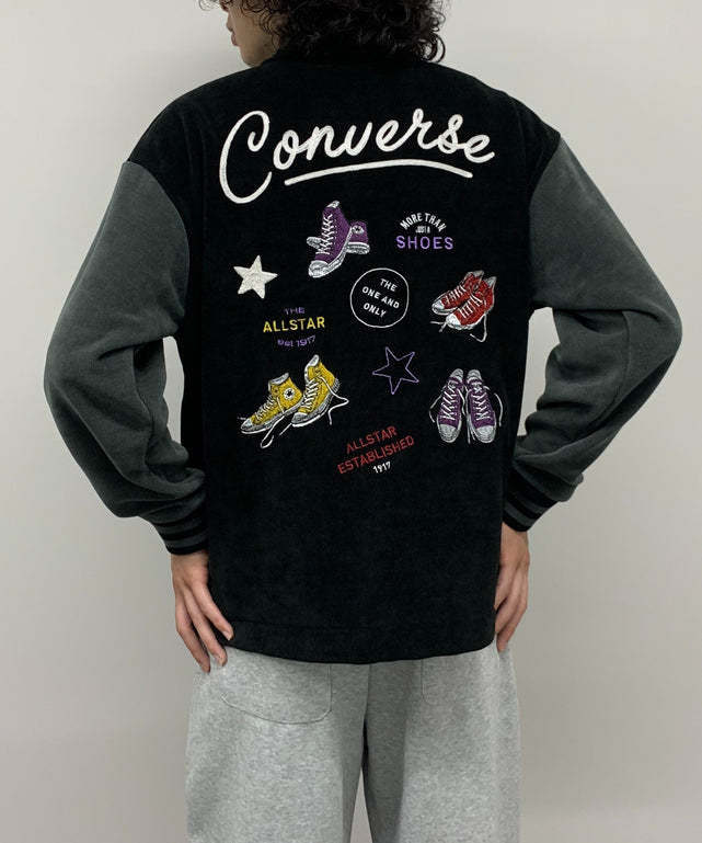 CONVERSE 裾ドロストモチーフスタジャン/ブラック モデル:175cm Lサイズ着用