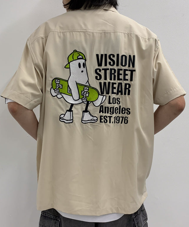VISIONゴーストシシュウシャツ（SS）/ホワイトアイボリー モデル：175cm L着用