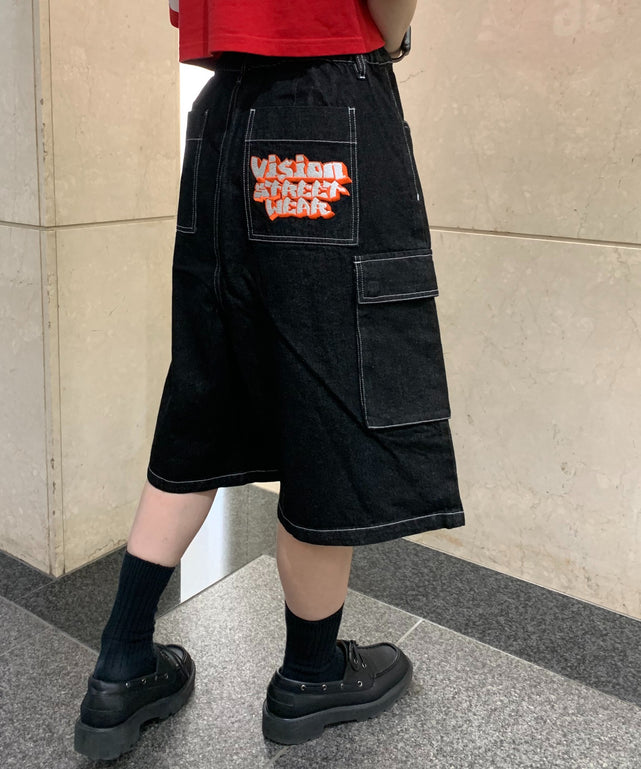 VISION ロゴカーゴハーフパンツ/ブラック モデル:165cm