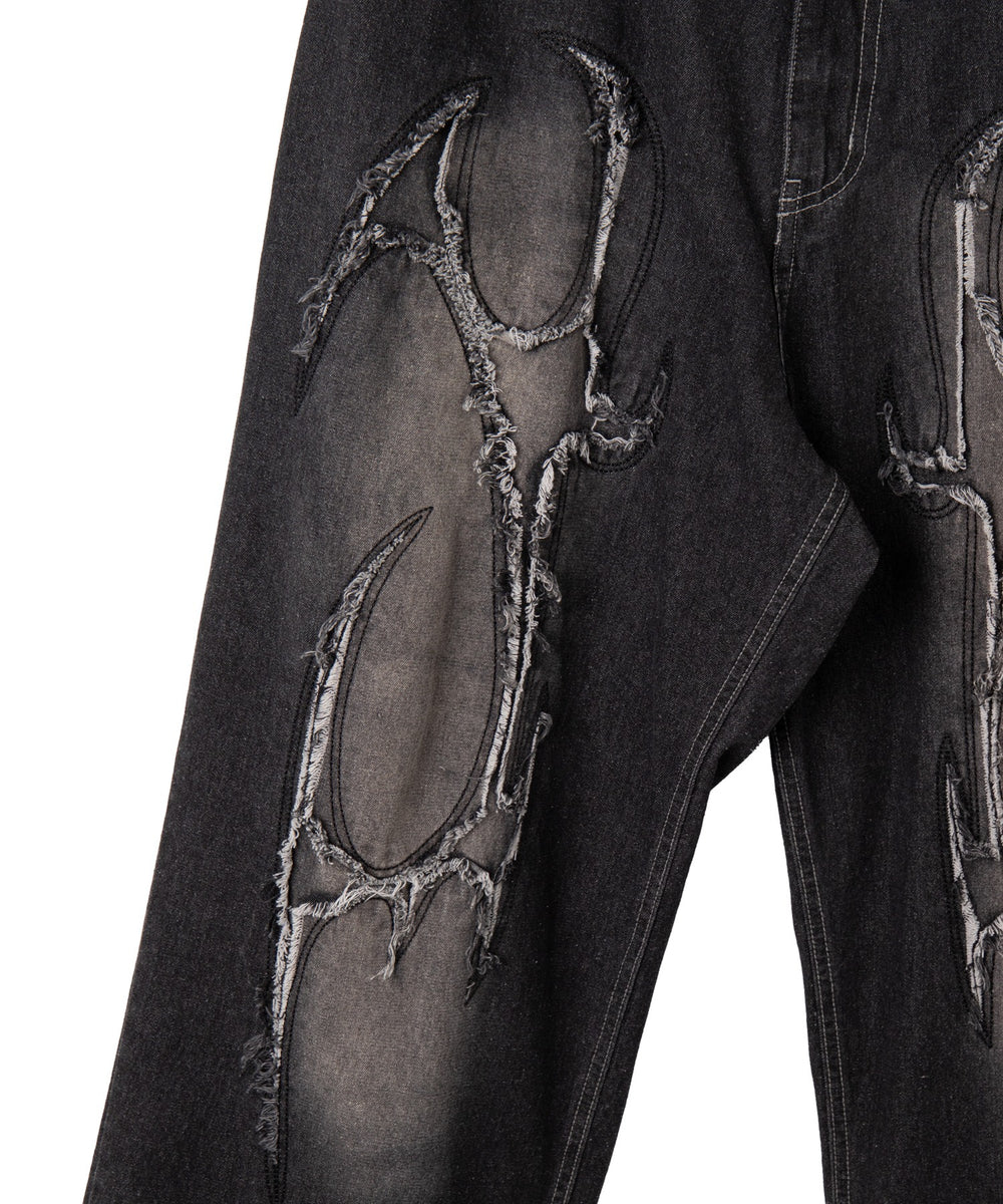 トライバルフリンジデニムパンツ