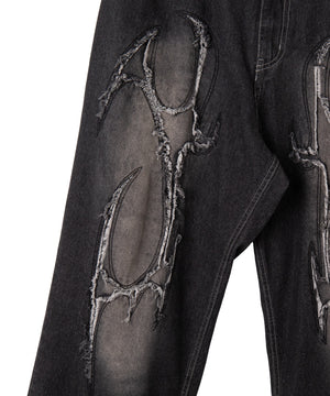 トライバルフリンジデニムパンツ