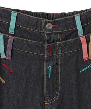 ダブルウエストバギーデニムパンツ