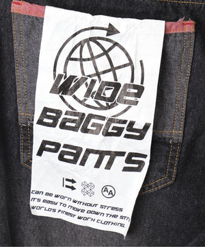 ダブルウエストバギーデニムパンツ