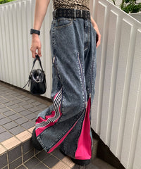 ジャージドッキングZIPデニムパンツ