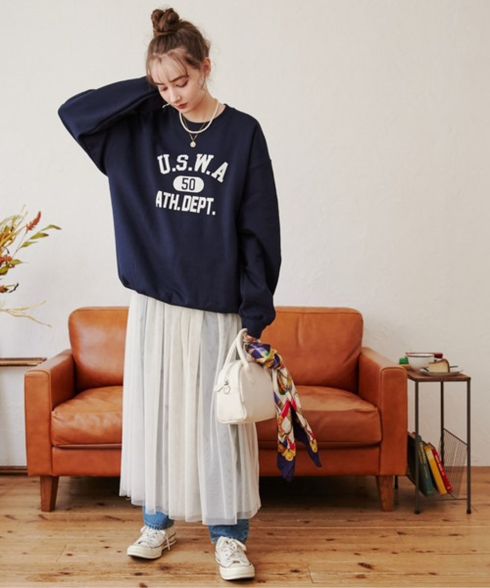 カレッジロゴプリントスウェット