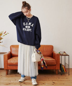 カレッジロゴプリントスウェット