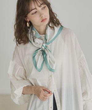 ギャザースリーブシャツワンピース