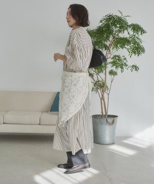 ギャザースリーブシャツワンピース