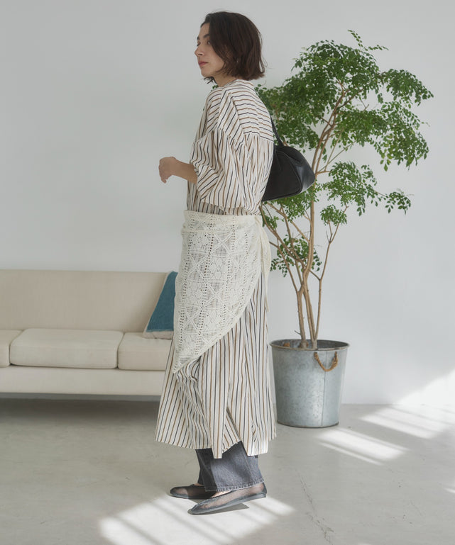 ギャザースリーブシャツワンピース