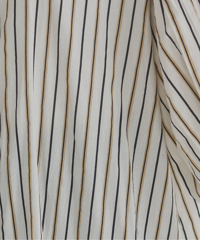 ギャザースリーブシャツワンピース