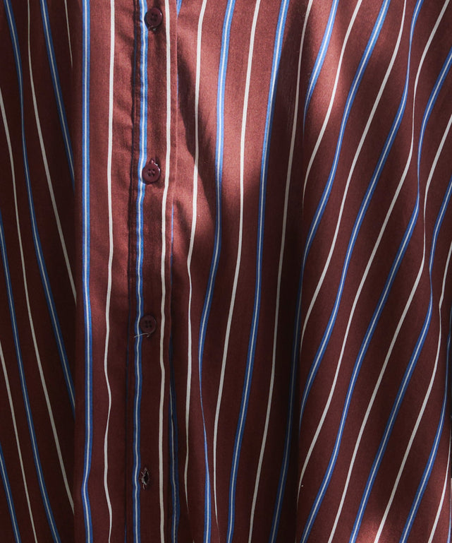 ギャザースリーブシャツワンピース