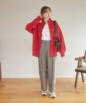 スタンドカラーダブルジップカーディガン