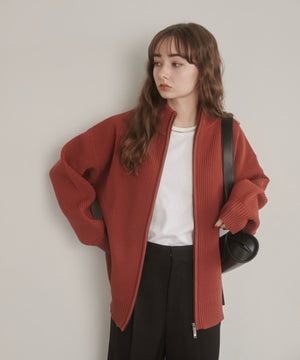 スタンドカラーダブルジップカーディガン