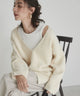 ダブルフェイスシャギーVネックプルオーバー/アイボリー（ホワイトアイボリー）