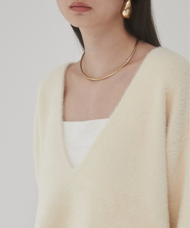 ダブルフェイスシャギーVネックプルオーバー