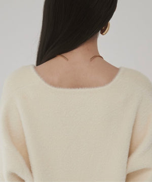 ダブルフェイスシャギーVネックプルオーバー