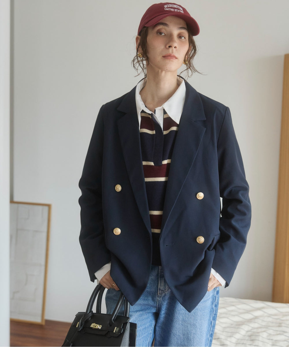 金ボタンダブルブレザージャケット