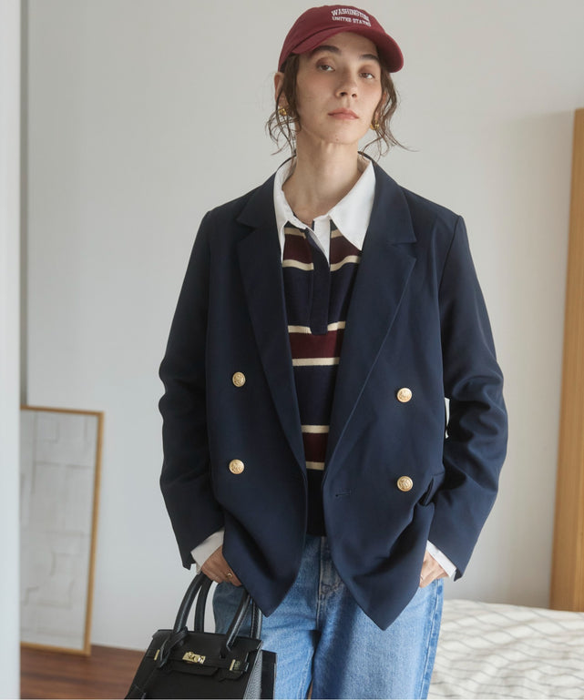 金ボタンダブルブレザージャケット