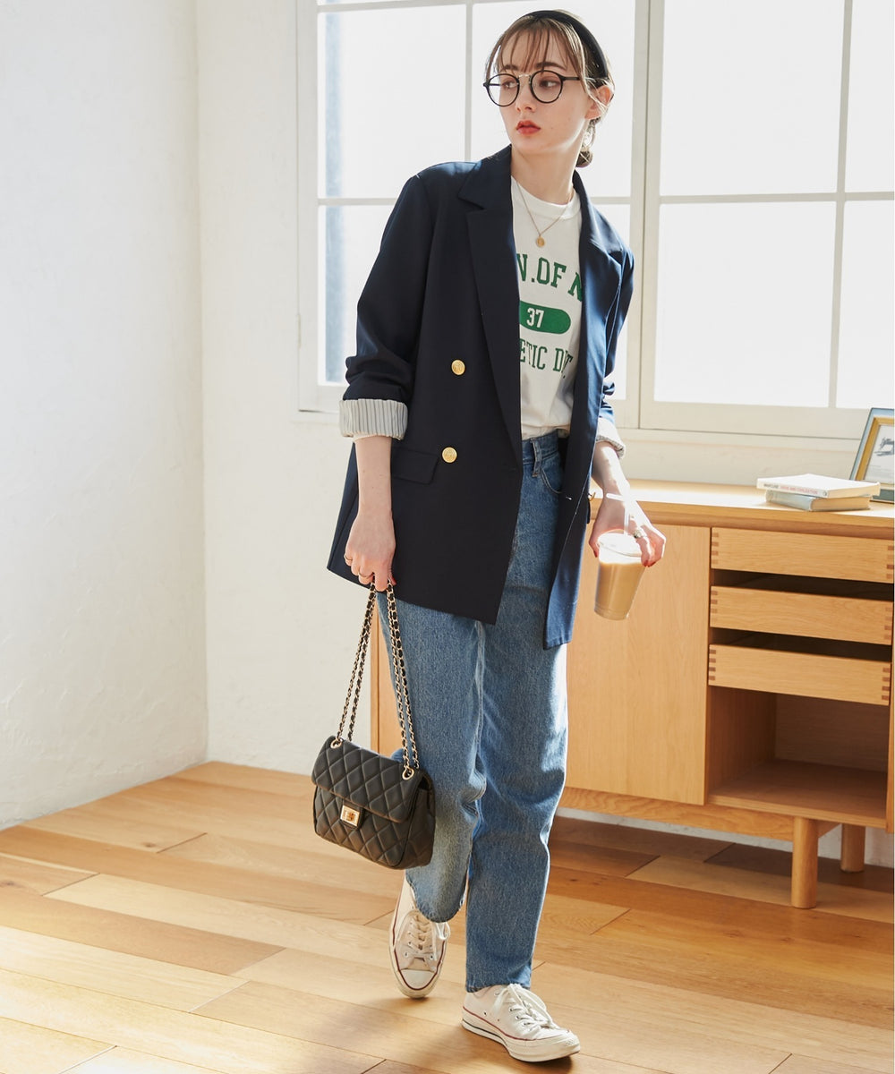 金ボタンダブルブレザージャケット