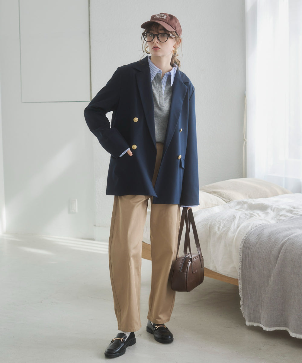 金ボタンダブルブレザージャケット