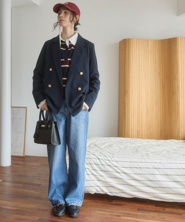 金ボタンダブルブレザージャケット